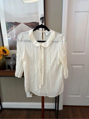 Sandro Paris Cream Peter Pan Collar Blouse